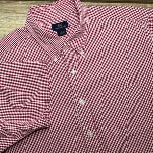 Brooks Brothers‎ 346 Gingham Button Down Seersucker Shirt Men's Large Red White